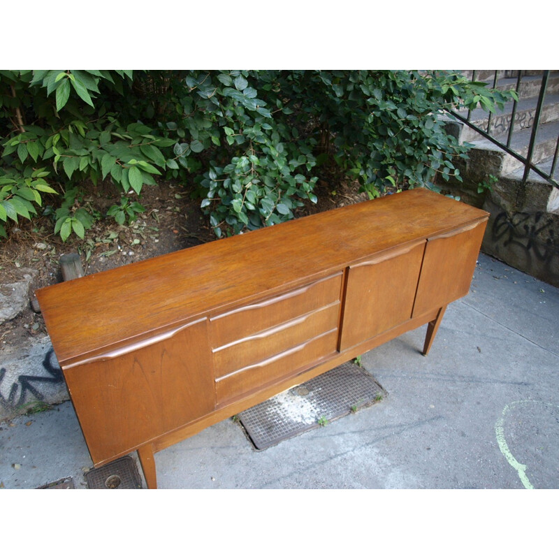 Mid-century teak light brown straight-lined sideboard - 1960s