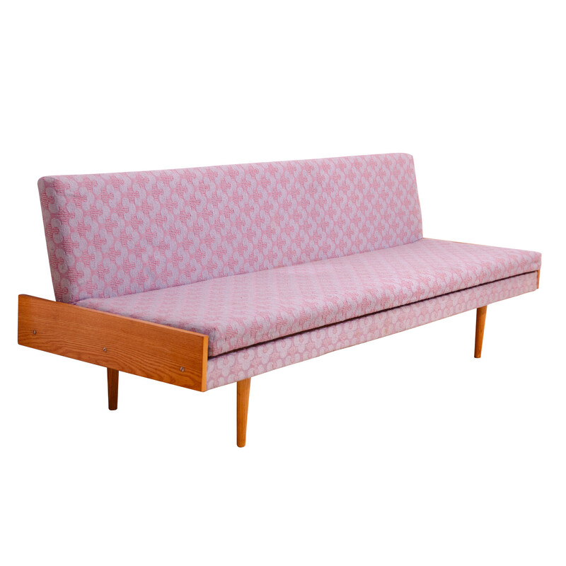 Vintage Schlafsofa aus Buchenholz und Stoff, Tschechoslowakei 1960