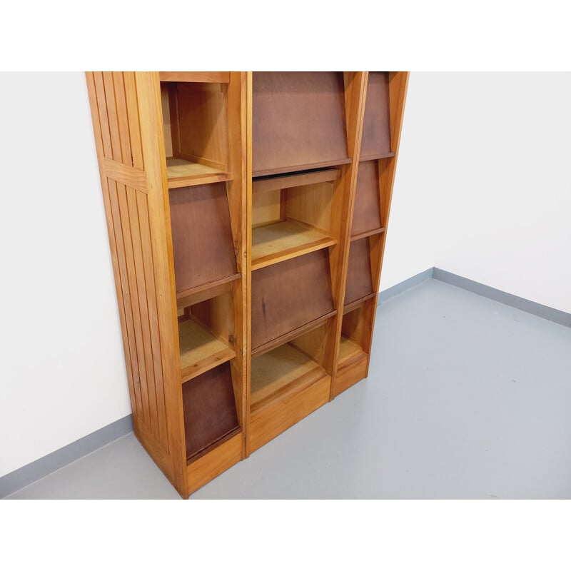 Vintage locker bookcase in light and dark wood, 1960