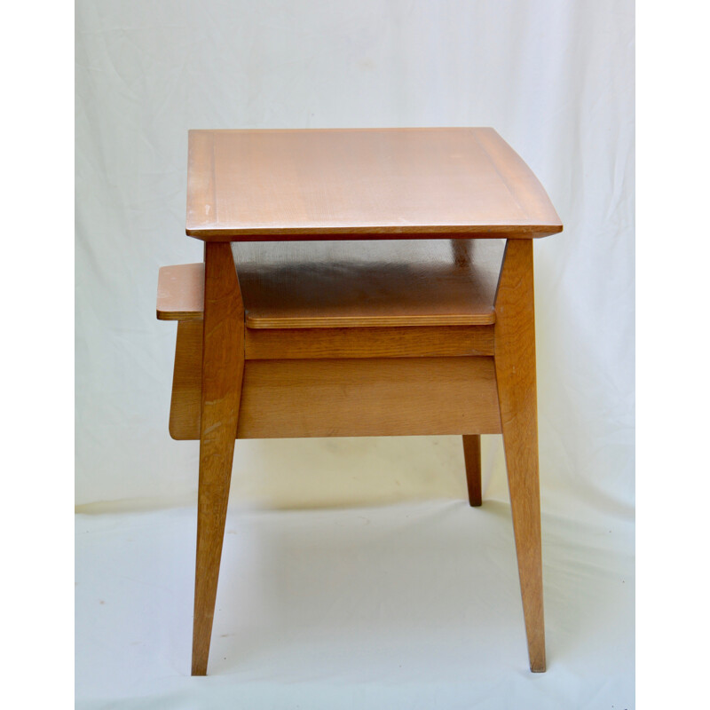 Petit bureau en chêne vintage Roger Landault - 1950