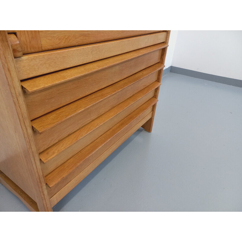 Vintage secretary desk in solid oak by Robert Guillerme and Jacques Chambron for Vous Maison, 1960