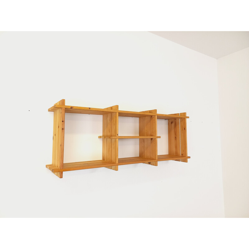 Vintage pine wall shelf, 1980