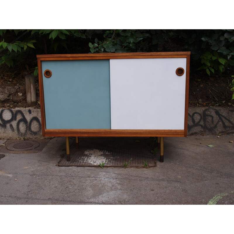 Teak sideboard painted and bicolour - 1960s