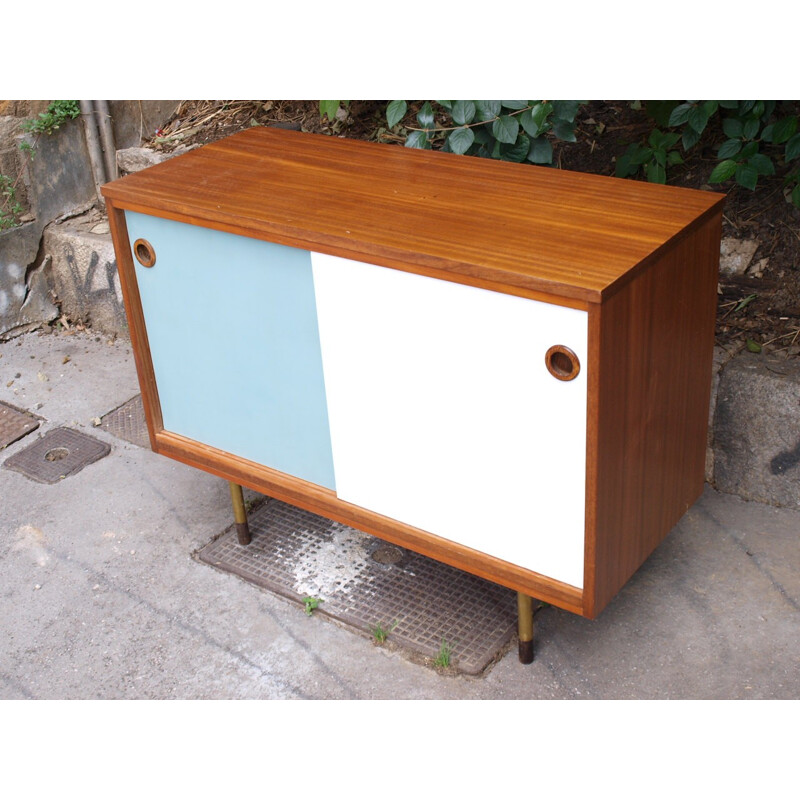 Teak sideboard painted and bicolour - 1960s