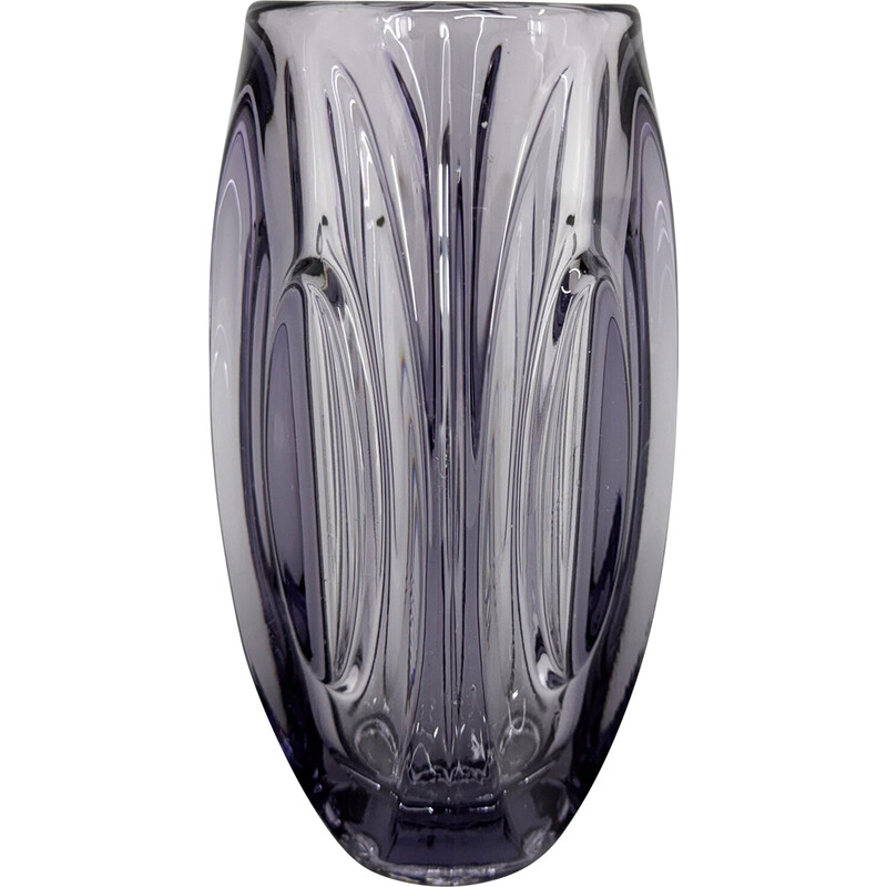 Vaso in vetro vintage di Rudolf Schrotter per la vetreria Rosice, Cecoslovacchia 1950