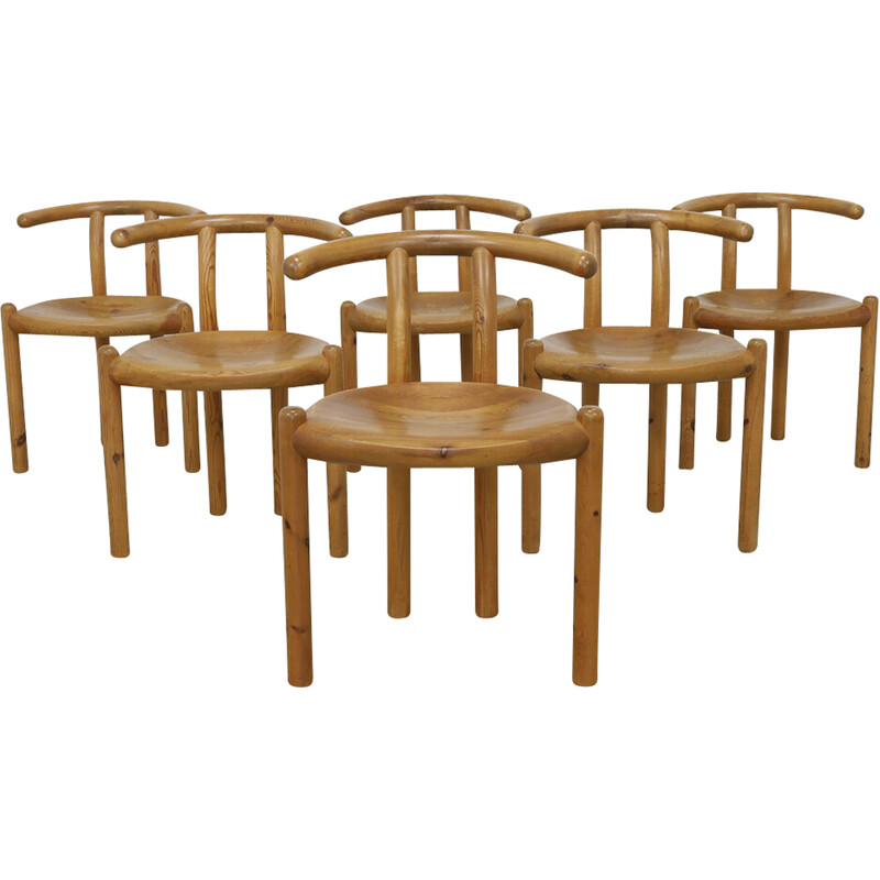 Set of 6 vintage pine dining chairs by Rainer Daumiller for Hirtshals Savvaerk, 1970