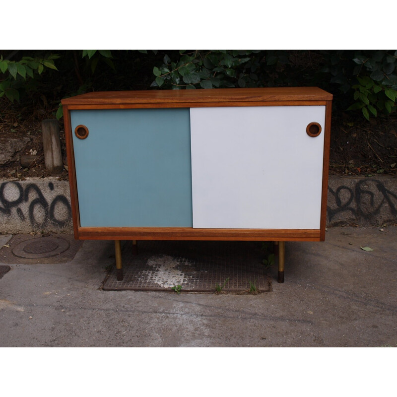 Teak sideboard painted and bicolour - 1960s