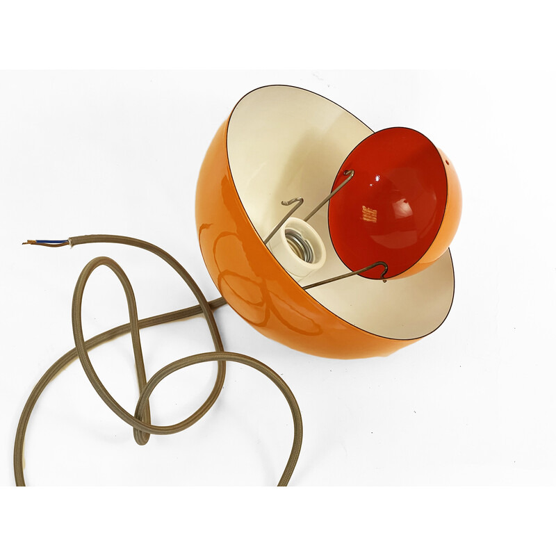 Vintage oranje geëmailleerde "Flowerpot VP1" hanglamp door Verner Panton voor Louis Poulsen, Denemarken 1960