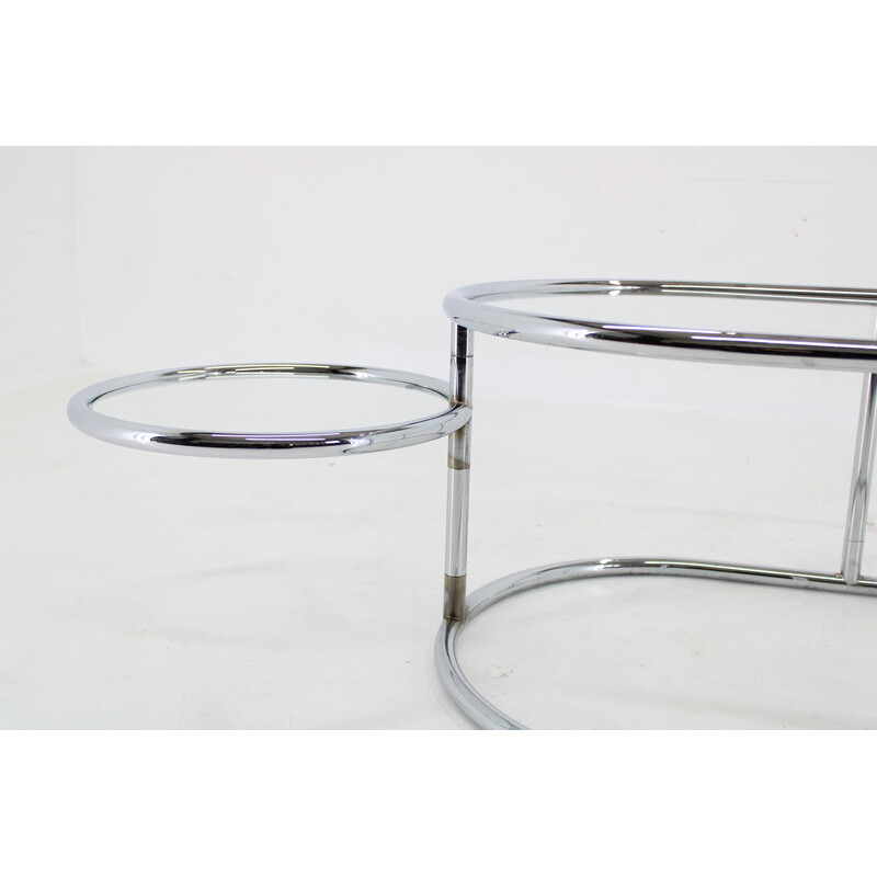 Vintage tubular chrome and glass coffee table, Germany 1980