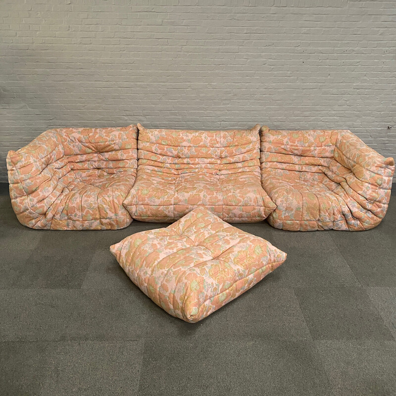 Vintage Togo living room set in foam and fabric by Michel Ducaroy for Ligne Roset, France 1970