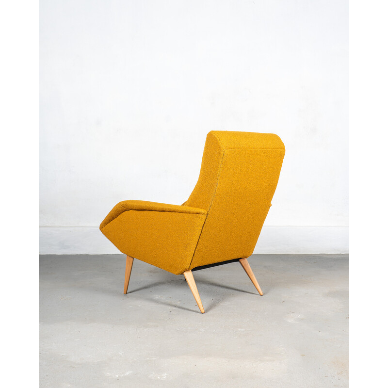 Vintage solid beech armchair, France 1950