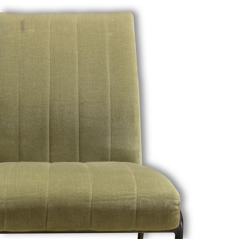 Satz von 4 Vintage-Stühlen mit grünem Stoff, Suede 1960