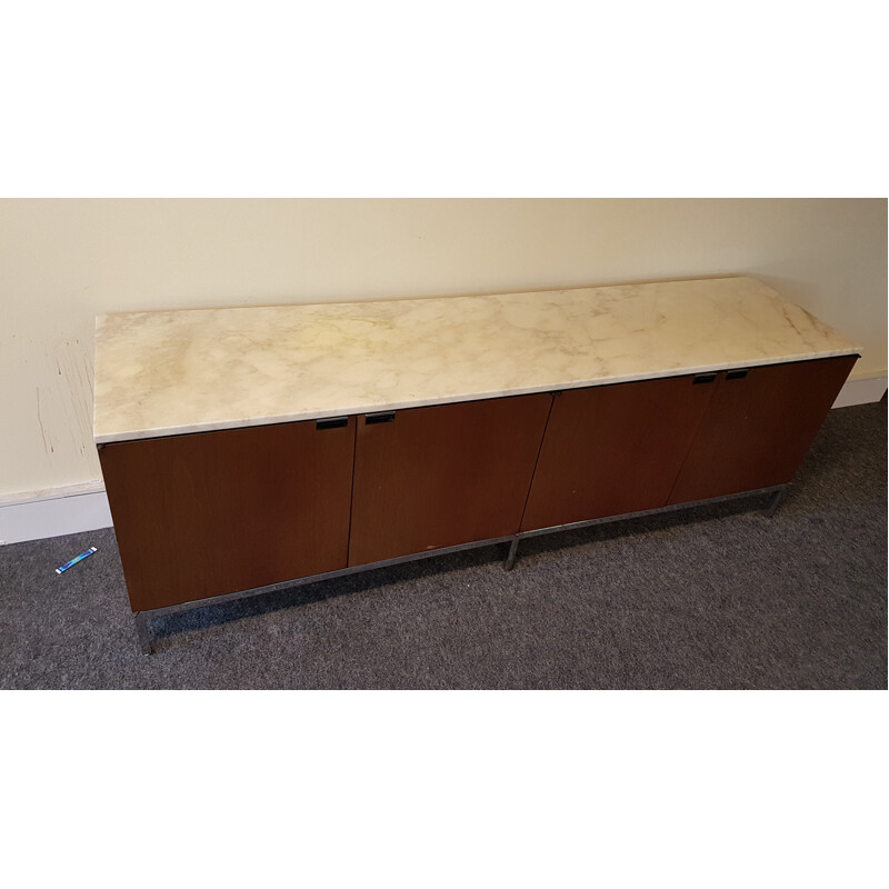 Sideboard in walnut with marble tray by Florence Knoll - 1970s