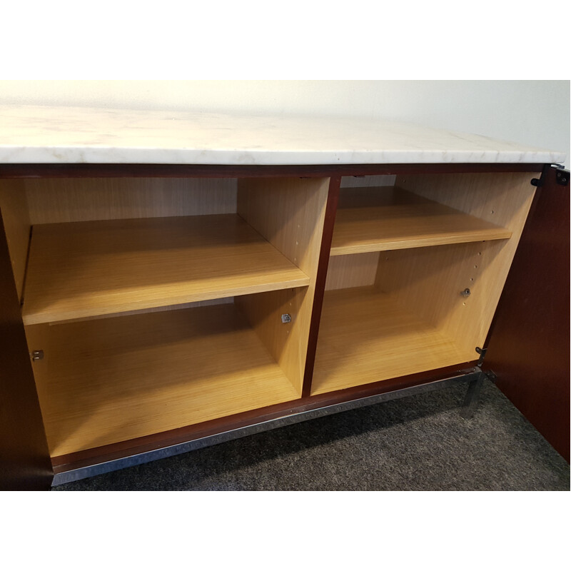 Sideboard in walnut with marble tray by Florence Knoll - 1970s