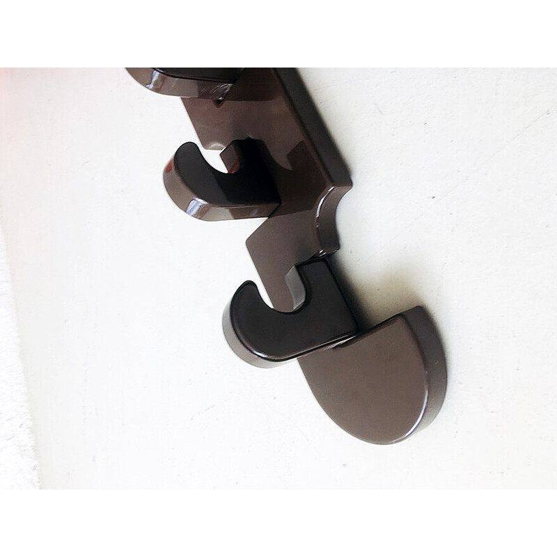 Vintage chocolate brown plastic coat rack, Italy 1970