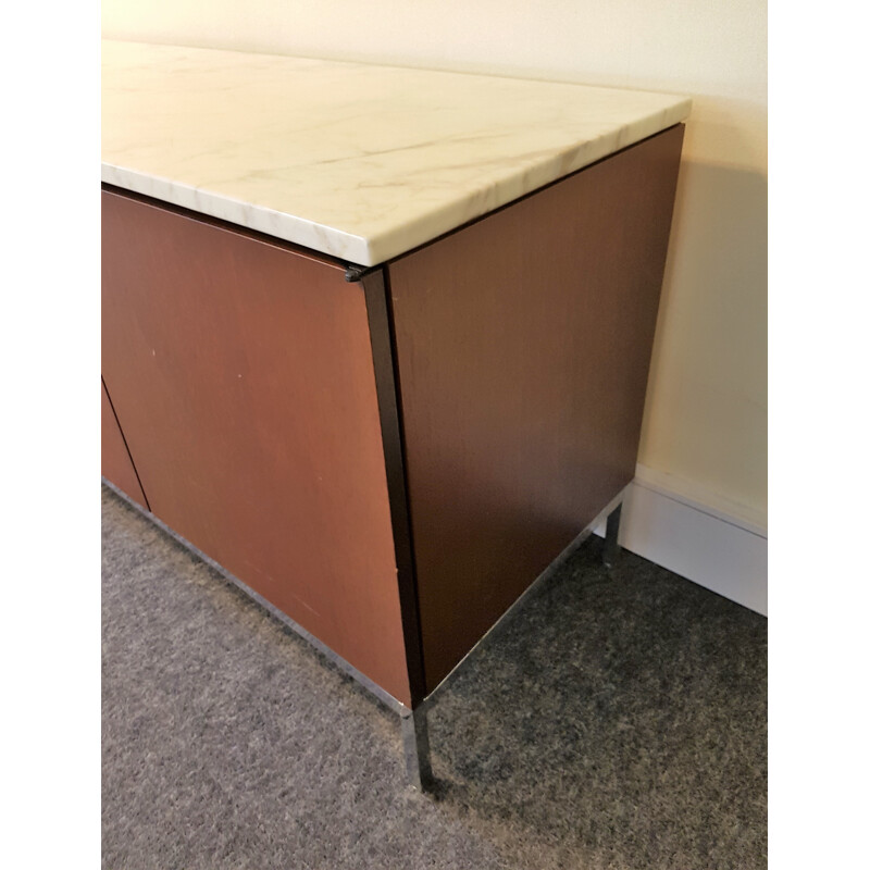 Sideboard in walnut with marble tray by Florence Knoll - 1970s