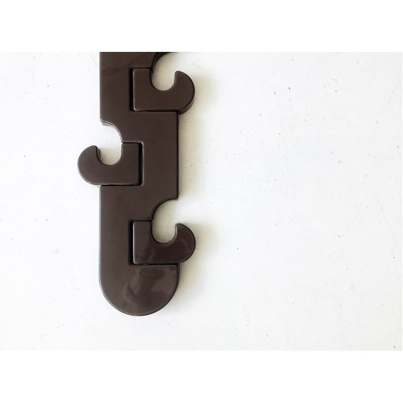 Vintage chocolate brown plastic coat rack, Italy 1970