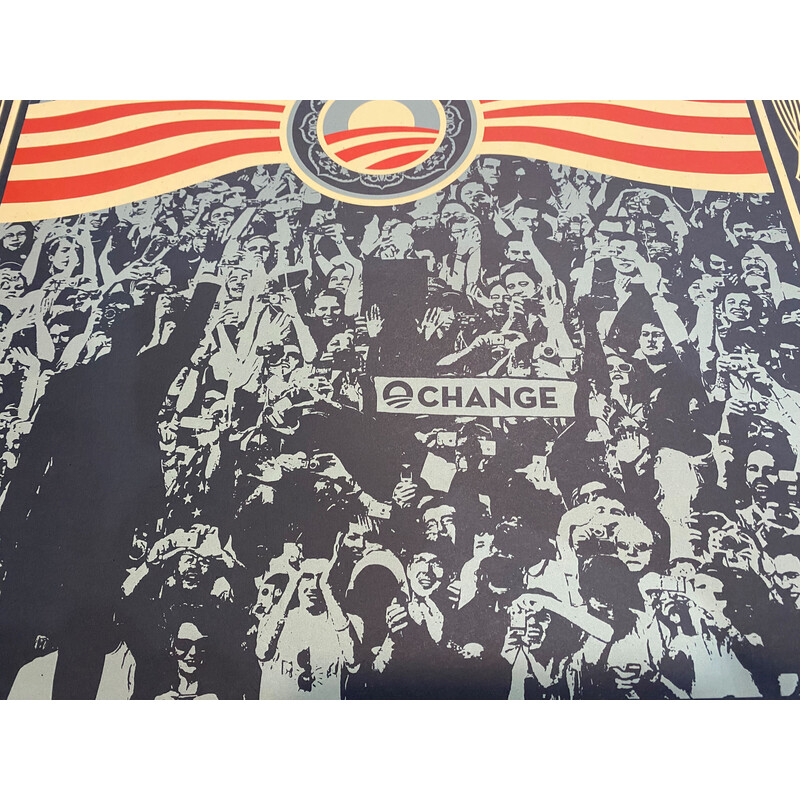 Cartaz vintage do Presidente Barack Obama feito à mão por Shepard Fairey, 2008