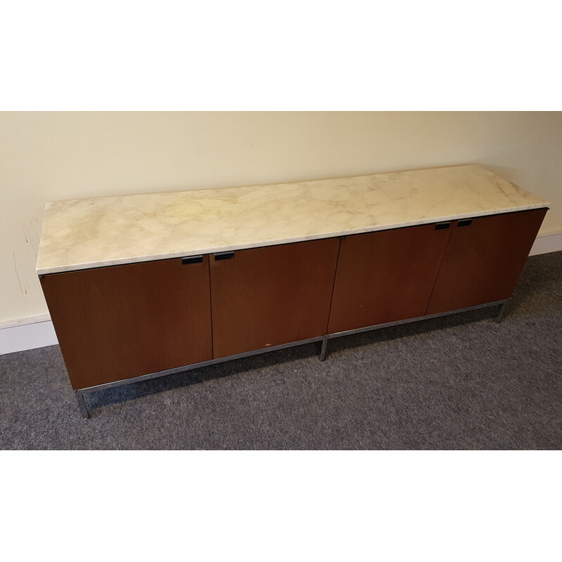 Sideboard in walnut with marble tray by Florence Knoll - 1970s