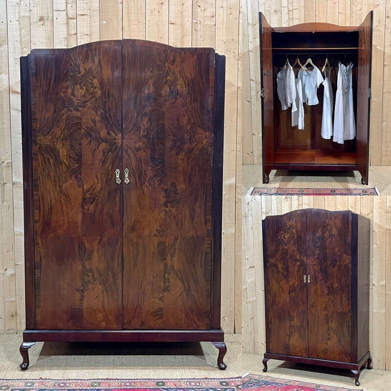 Vintage mahogany wardrobe, England 1930
