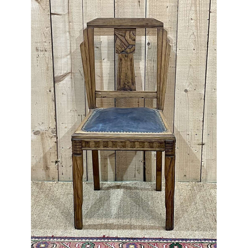 Juego de 4 sillas Art Déco de roble, 1930