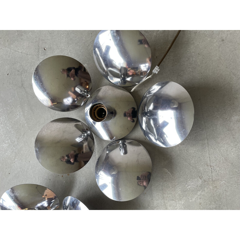 Pair of vintage chrome wall lights in the shape of flowers, 1960