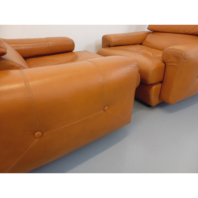 Pair of vintage leather armchairs, 1970