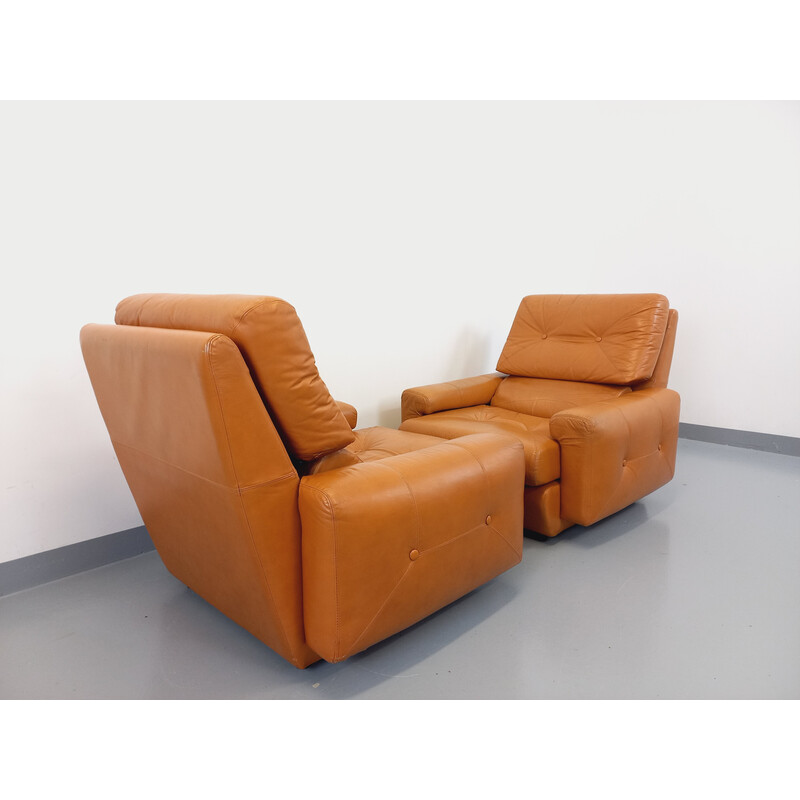 Pair of vintage leather armchairs, 1970