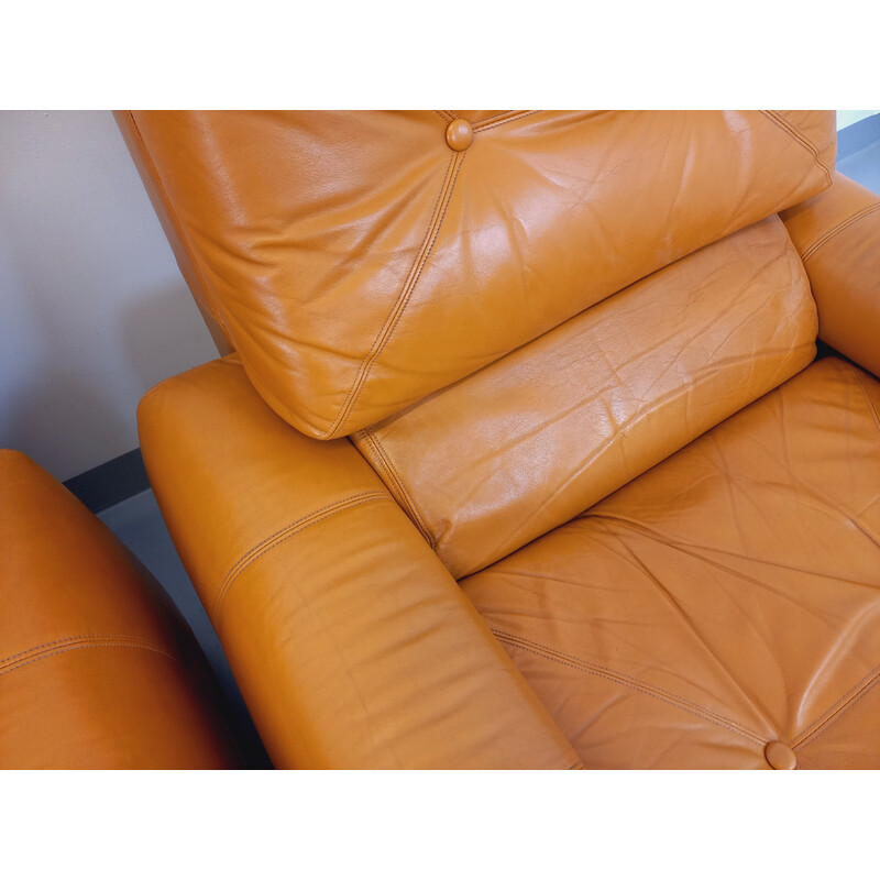 Pair of vintage leather armchairs, 1970