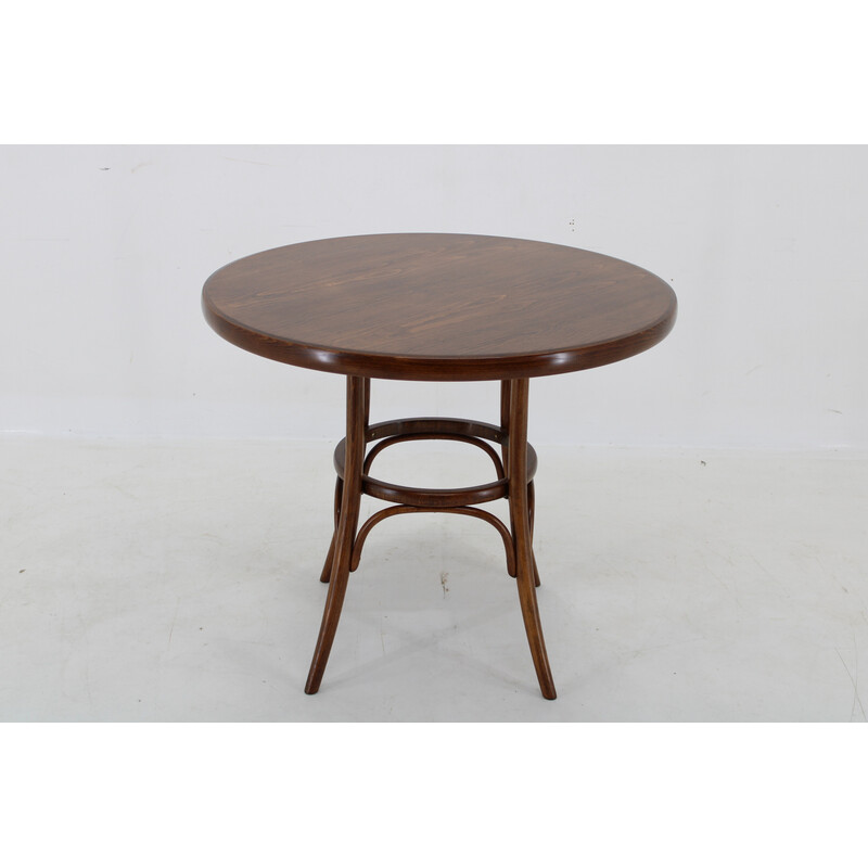 Vintage round dining table in bent beech for Ton, Czechoslovakia 1970