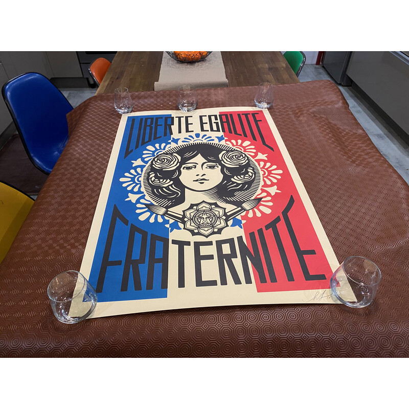 Lithographie vintage "Liberté Egalité Fraternité" par Shepard Fairey, 2018