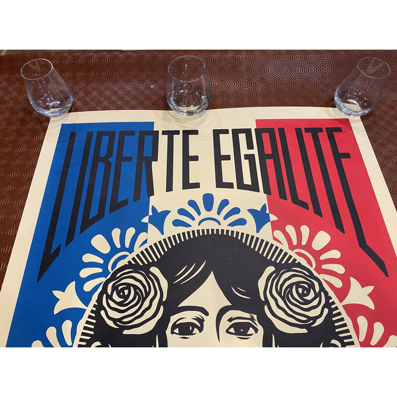 Lithographie vintage "Liberté Egalité Fraternité" par Shepard Fairey, 2018