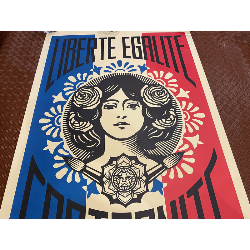 Vintage lithograph “Liberty Equality Fraternity” by Shepard Fairey, 2018