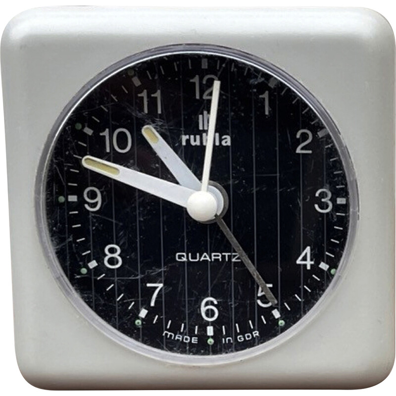 Reloj despertador eléctrico vintage de plástico de Ruhl, Alemania 1980