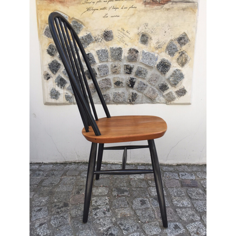 Paire  de chaises scandinaves noires en bois - 1970