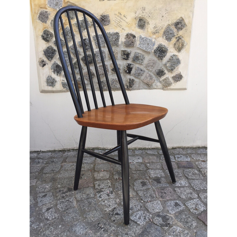 Pair of mid-century black Scandinavian chairs in metal - 1970s