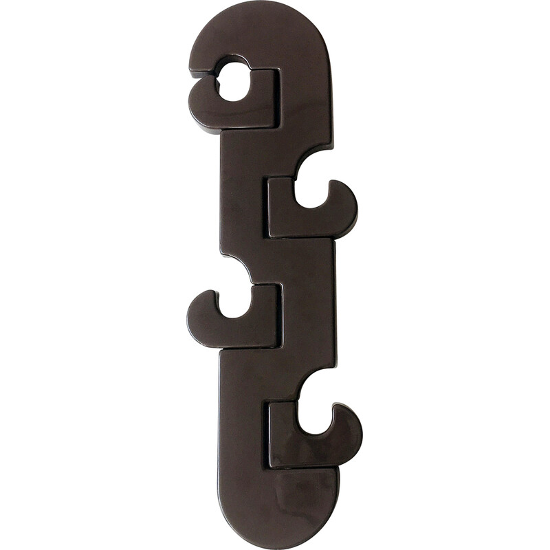 Vintage chocolate brown plastic coat rack, Italy 1970