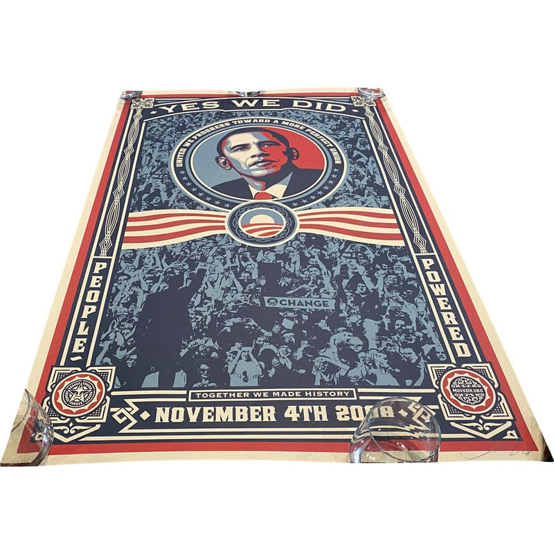 Vintage President Barack Obama handmade poster by Shepard Fairey, 2008