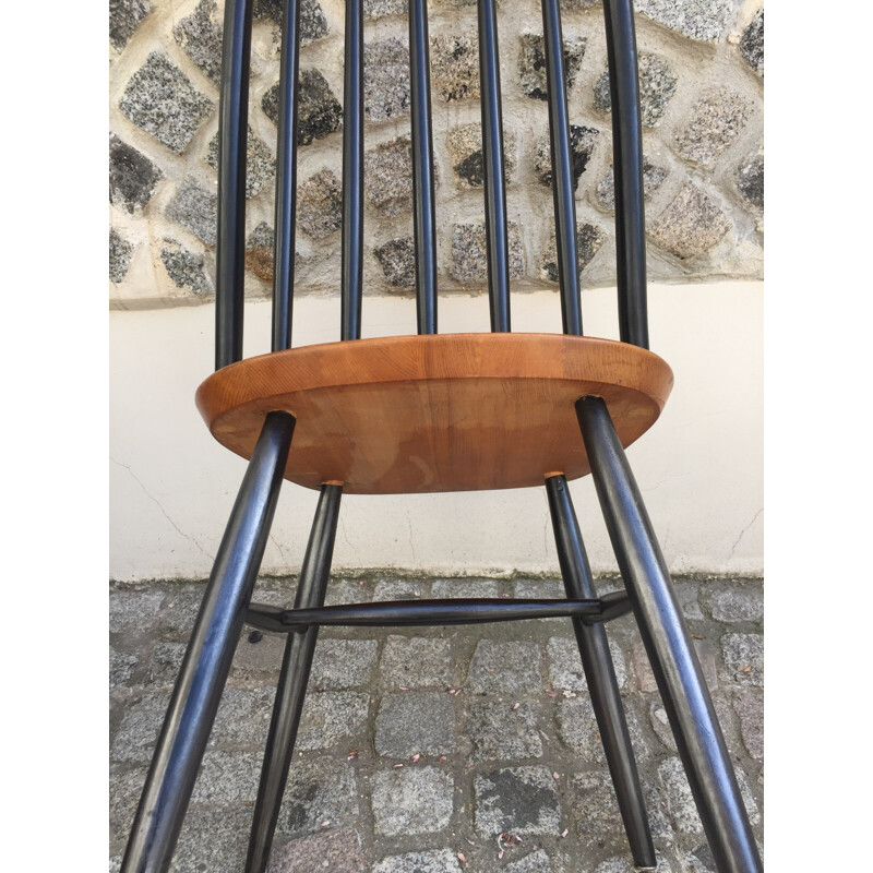 Pair of mid-century black Scandinavian chairs in metal - 1970s