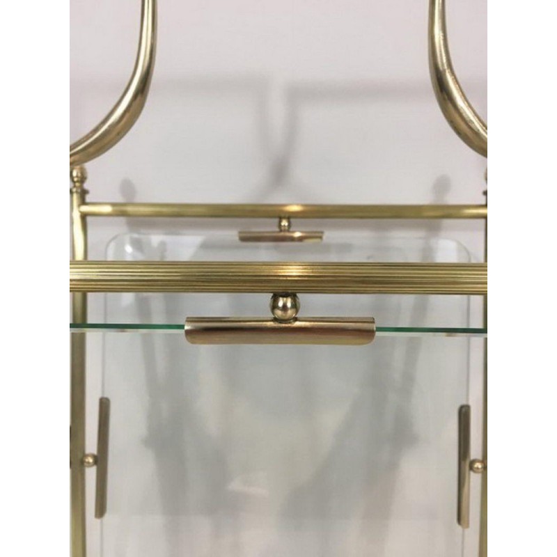 Vintage brass and glass magazine rack for La Maison Jansen, 1940