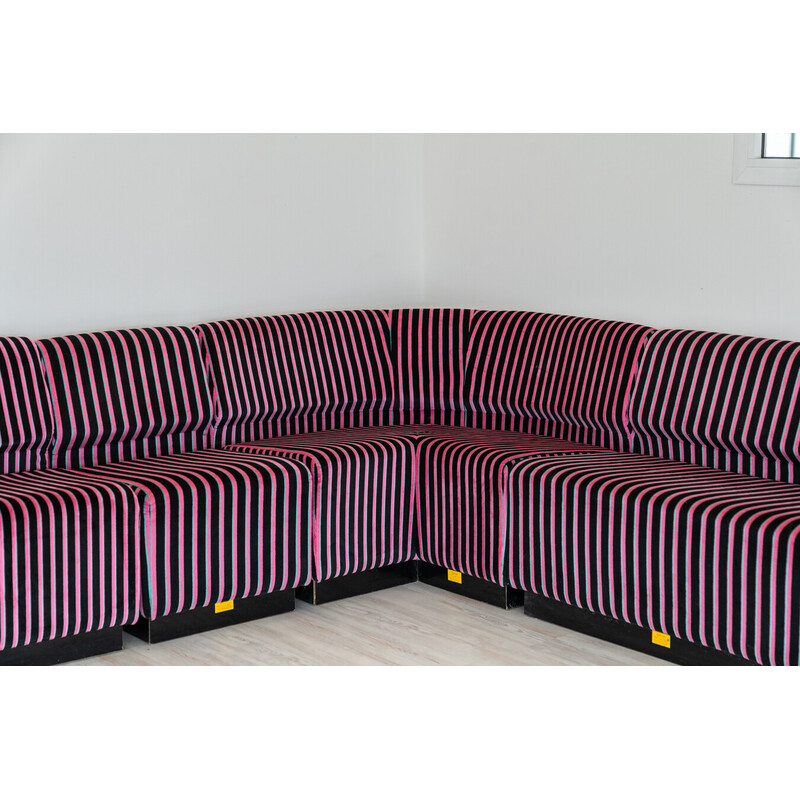 Vintage living room set in striped chenille fabric for Cestari, Italy 1995