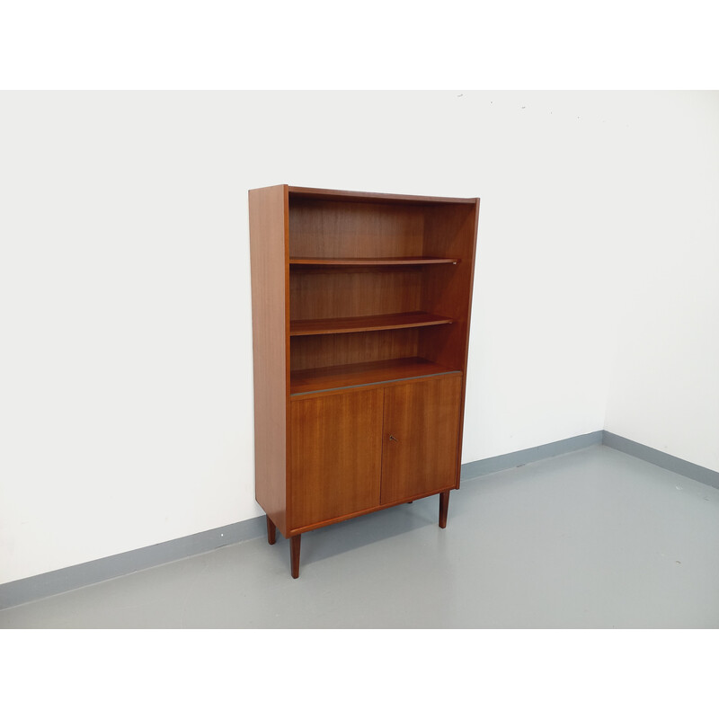 Vintage teak storage bookcase with 3 shelves, 1960