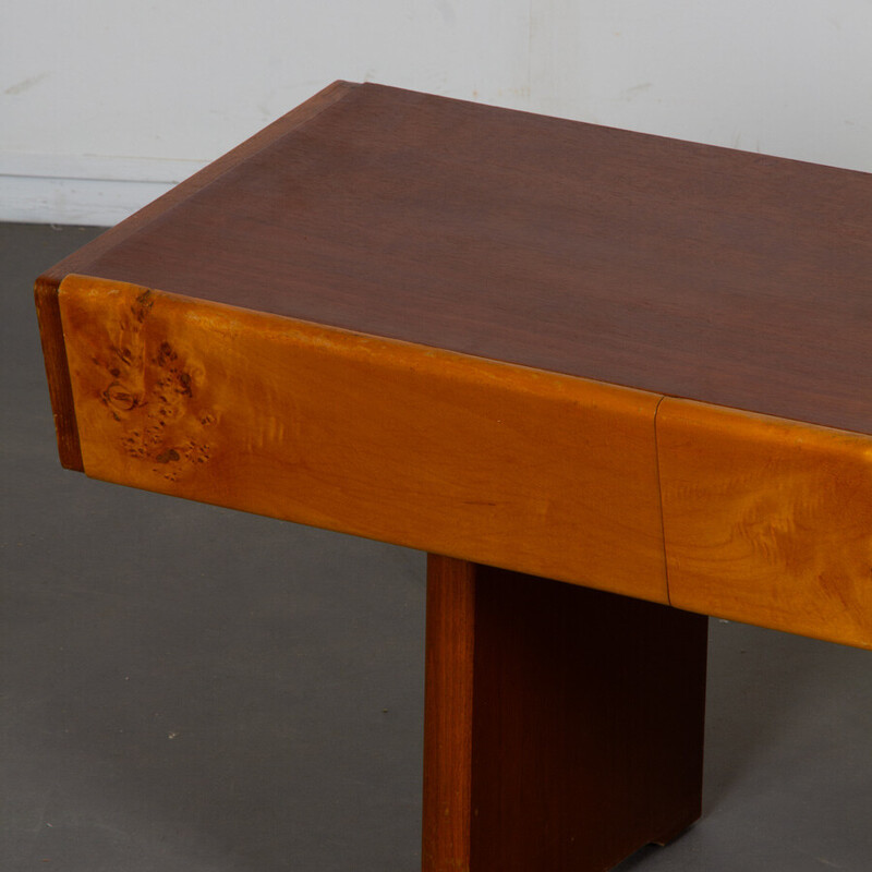 Vintage low console in wood and opaline glass, 1960