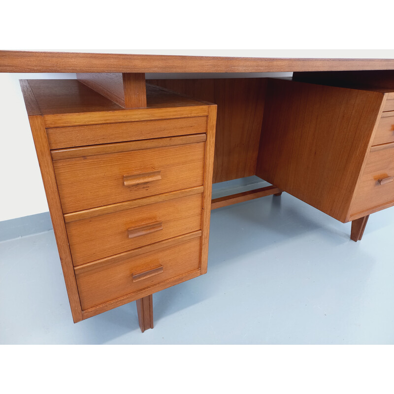 Vintage double-sided teak executive desk, 1960