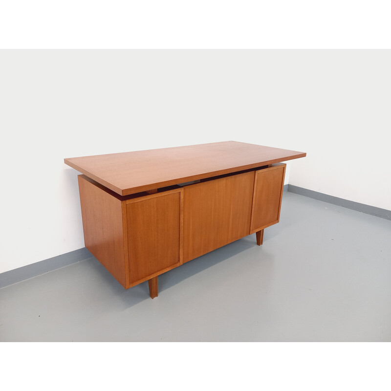 Vintage double-sided teak executive desk, 1960