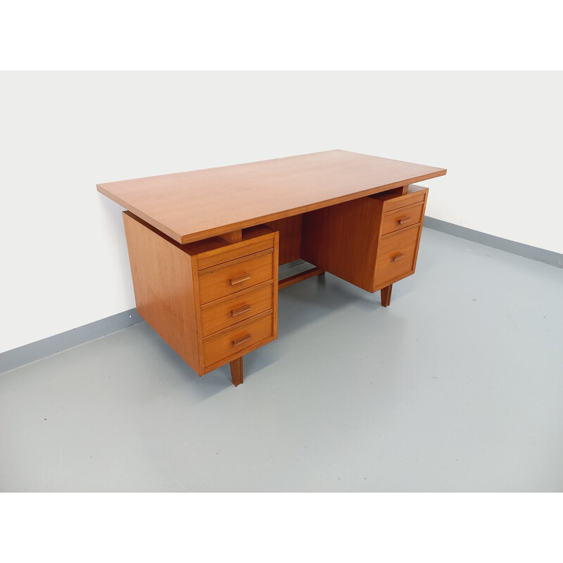 Vintage double-sided teak executive desk, 1960