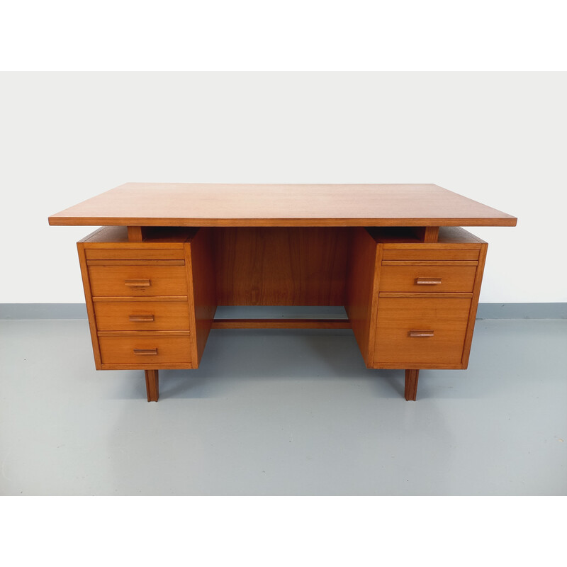 Vintage double-sided teak executive desk, 1960