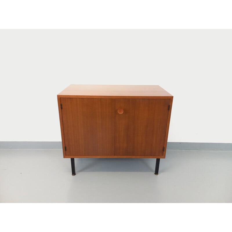 Meuble de rangement vintage en teck et métal noir, 1960