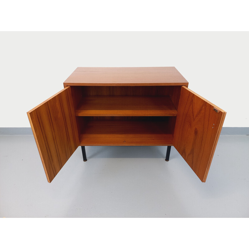 Vintage teak and black metal storage unit by Philippon and Lecoq for Degorre, 1960