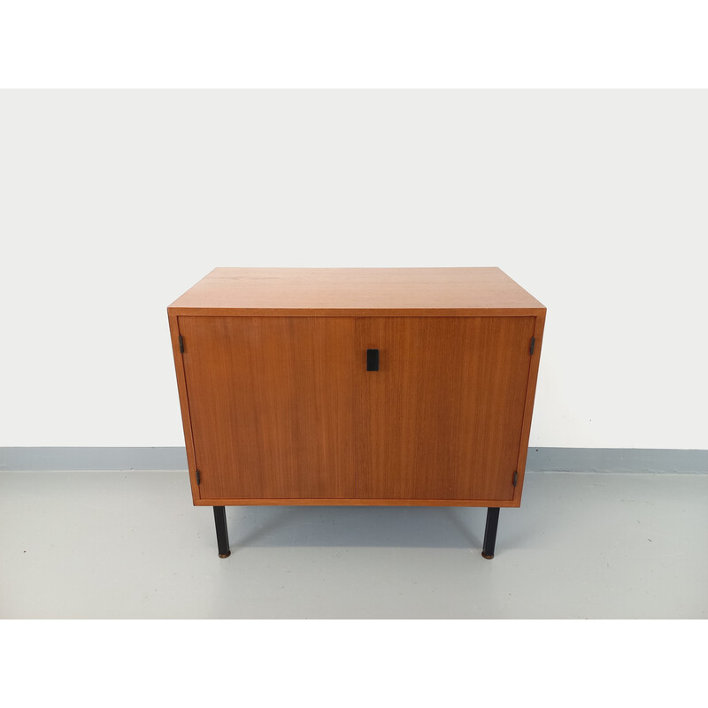 Vintage teak and black metal storage unit by Philippon and Lecoq for Degorre, 1960